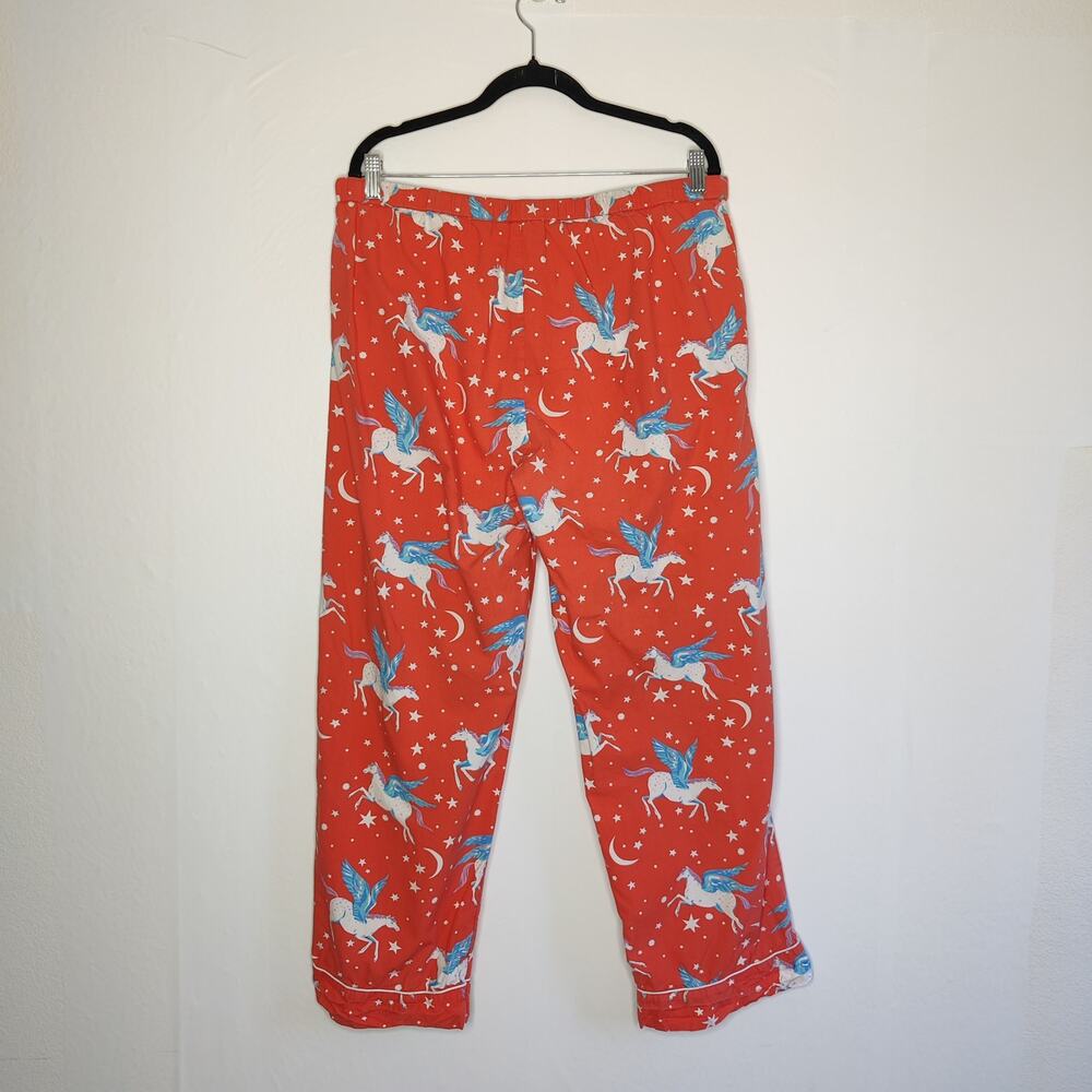 Print Fresh Moon Flight Pegasus Winged Horse Long Sleeve Pajama Set Large Coral - Picture 9 of 16